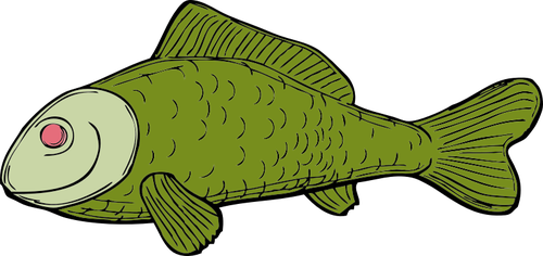 Ilustração em vetor lateral peixe verde feio