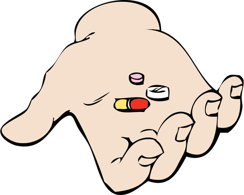 Векторное изображение руки и таблетки