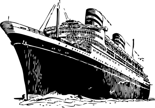 Classic ocean liner vector drawing