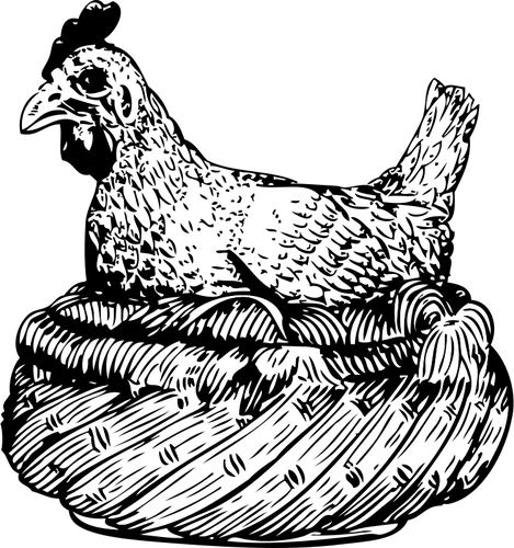 Vector illustration of chicken in a basket