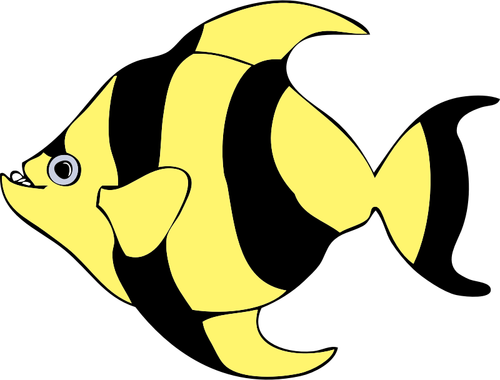 노란색과 검은색 줄무늬 물고기 벡터 드로잉