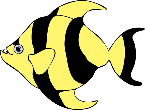 Yellow and black striped fish vector drawing