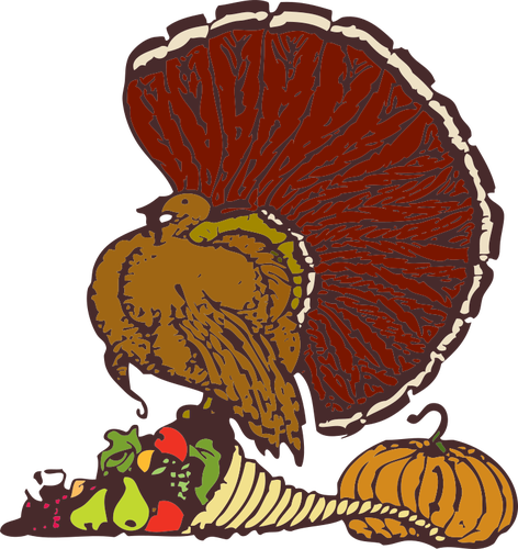 Turkey and vegetables vector drawing