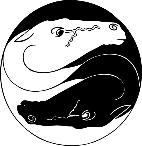 Clip art wektor znak Ying Yang z konia