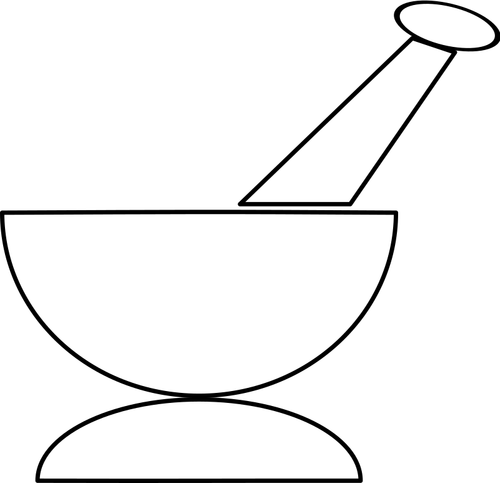 乳鉢と乳棒のベクトル シルエット
