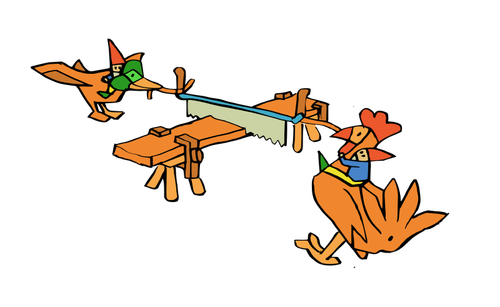 Birds sawing