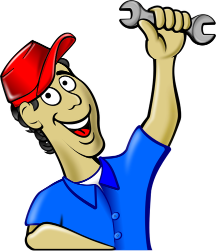 Vector clip art of mechanic with a red cap | Public domain vectors