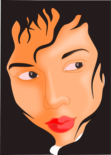 Vector graphics of girl face in a black framed box