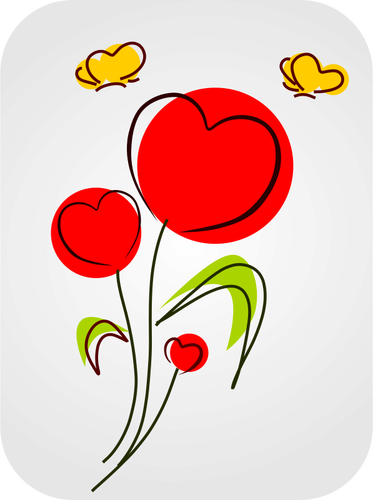 Fleurs avec des coeurs vector clipart