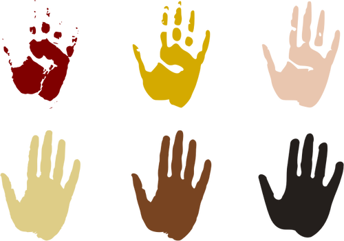 Håndavtrykk i forskjellige farger vector illustrasjon
