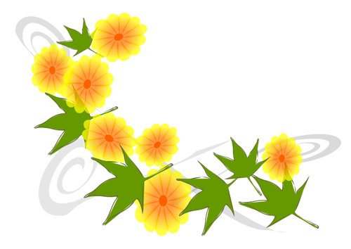 Yellow flowers and green leaves vector image