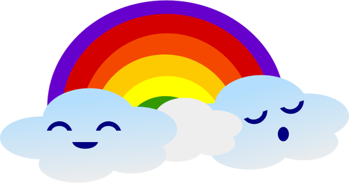 Cute clouds with rainbow vector image