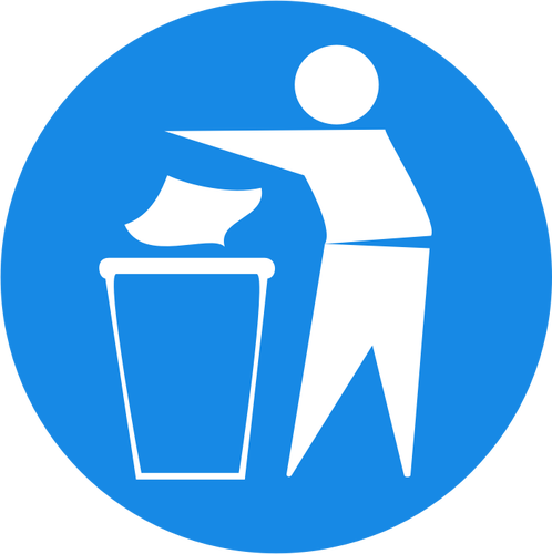 Hävitä roskat roskakorisymbolivektorikuvassa