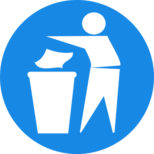 وضع القمامة في سلة المهملات يرجى رمز صورة ناقلات