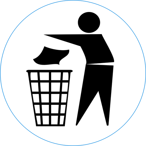 Vector clip art of dispose of rubbish in bin sign