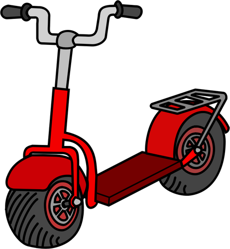 Vector illustration of red kick scooter