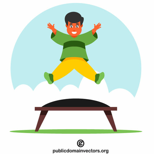 Kid jumping on a trampoline