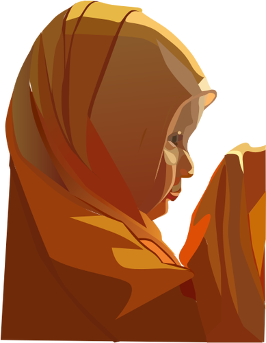 Vector illustration of young woman praying