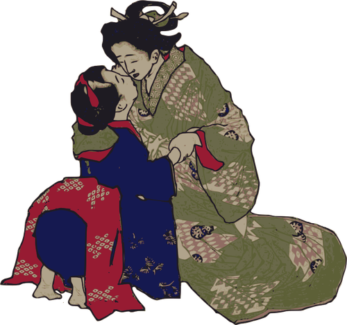 Îmbrăţişând Geisha vector imagine