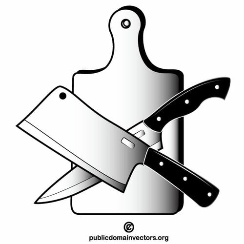 Knivar och skärbräda