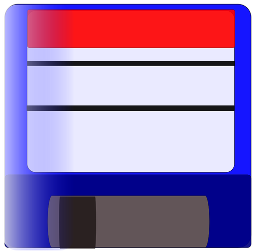 Vector afbeelding van een blauwe geëtiketteerd diskette pictogram