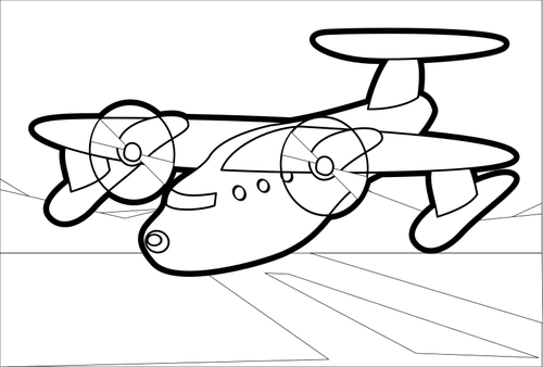 Outline vector drawing of propeller airplane