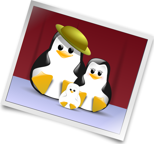 Penguin family photo vector illustration