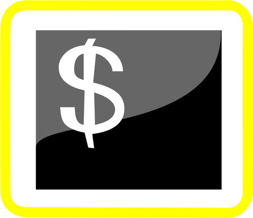 Vektor Klipart peníze piktogram s žlutým rámem