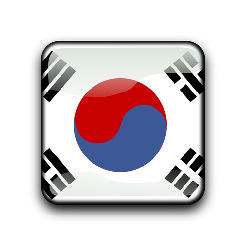 Botón web y bandera de Corea del sur