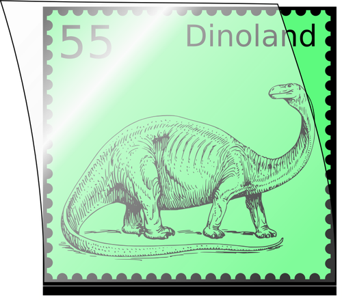 Vector illustration of dinosaur postal stamp in an opened stamp mount