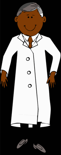 Bilim adamı bu durumda beyaz laboratuar ceketi vektör küçük resim