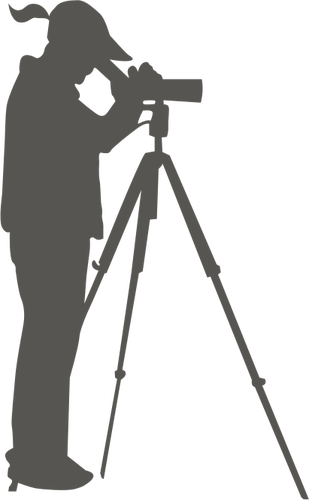 A woman looking through a spotting scope vector clip art