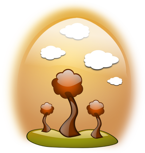 Fall landscape in egg-shaped frame vector image