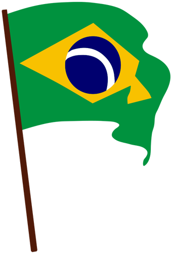 Flag of Brazil on pole vector drawing