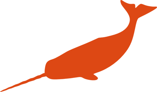 Large narwhal silhouette vector image