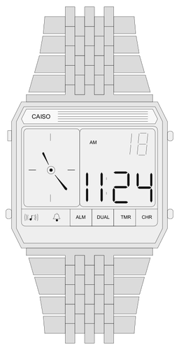 שעון דיגיטלי בתמונה וקטורית רצועת המתכת