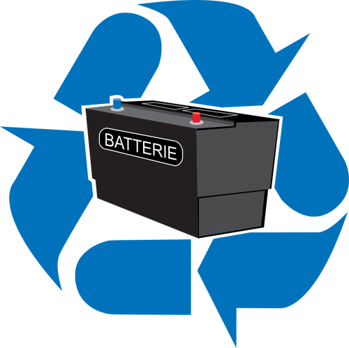 Battery recycling point vector sign