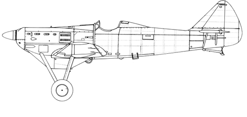 Outline drawing of D 500 propeller airplane