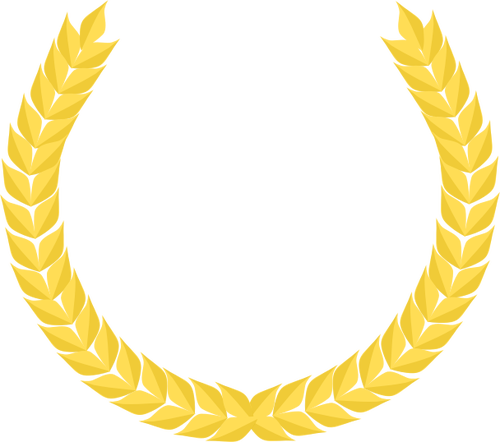 Vector dibujo de corona de laurel con trigo de oro
