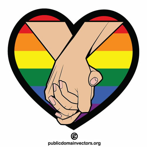 Bandeira LGBT de mãos dadas