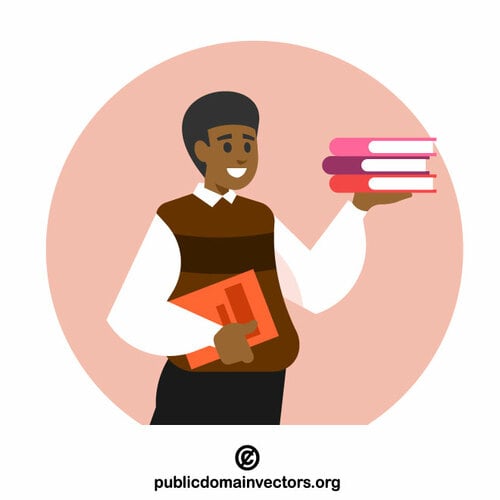 Librarian with books