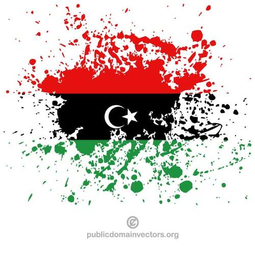 Drapeau libyen dans le tracé de peinture