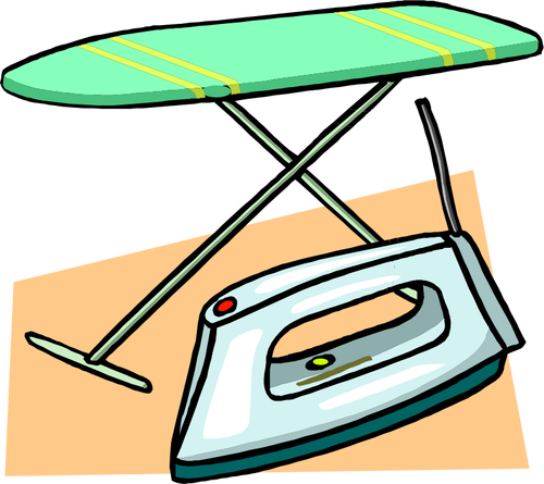 Ironing board and iron vector clip art