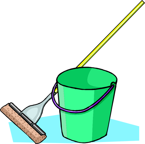 Mop and bucket vector graphics