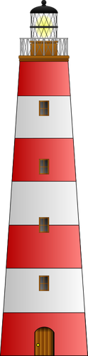 Imagem do edifício farol vermelho e branco