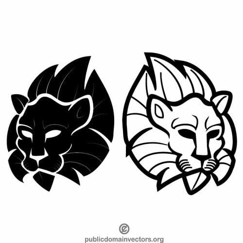 Schwarzen und weißen Löwen silhouette