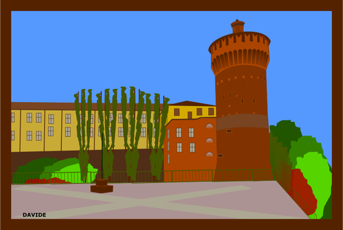 Torrione di Lodi město vektor pohlednice