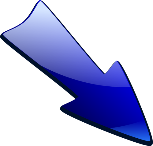 Flèche bleue vers le bas de la droite de dessin vectoriel