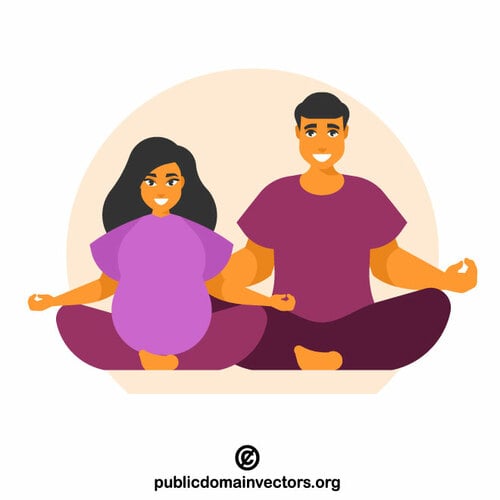 Husband and wife doing yoga