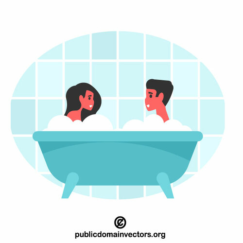 Bărbat și femeie într-o cadă de baie